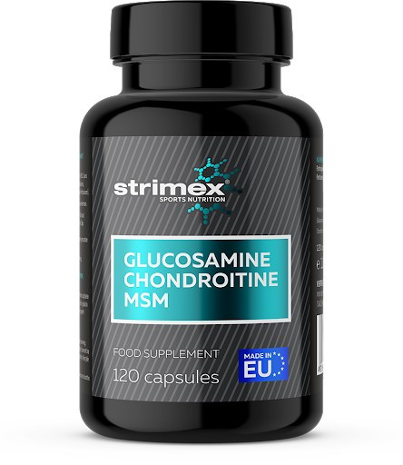 Для суставов и связок Strimex Sport Nutrition Glucosamine-Chondroitine-MSM 120 капс - фото 1 - id-p109300742