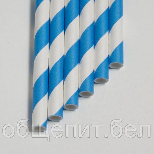 Бумажная трубочка Синяя полоса L = 195 мм цвет синяя полоса - фото 1 - id-p146402387