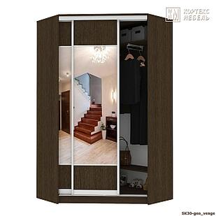 Шкаф-купе Сенатор ШК30 Угловой 2 зеркала, геометрия, Венге
