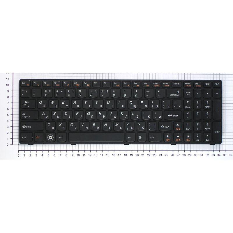 Клавиатура для ноутбука IBM Lenovo IdeaPad B570, B580, V570, Z570, Z575, B590, черная с черной рамкой - фото 1 - id-p81621232