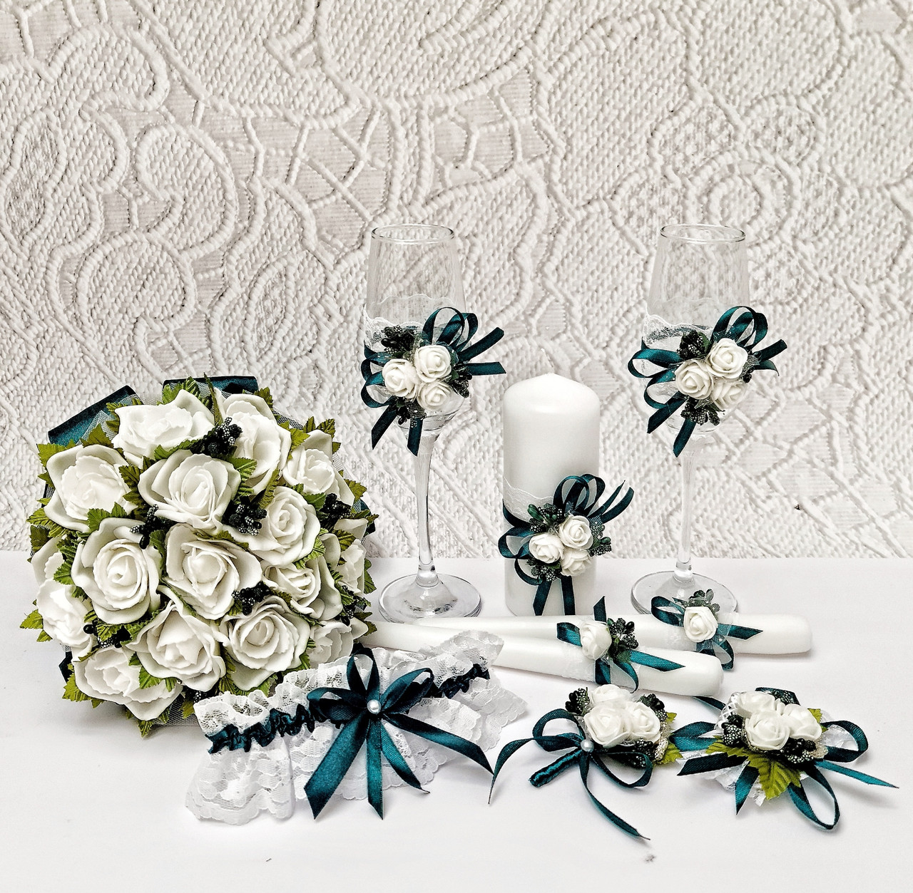 Свадебный набор "Майский" в изумрудном цвете (mini)
