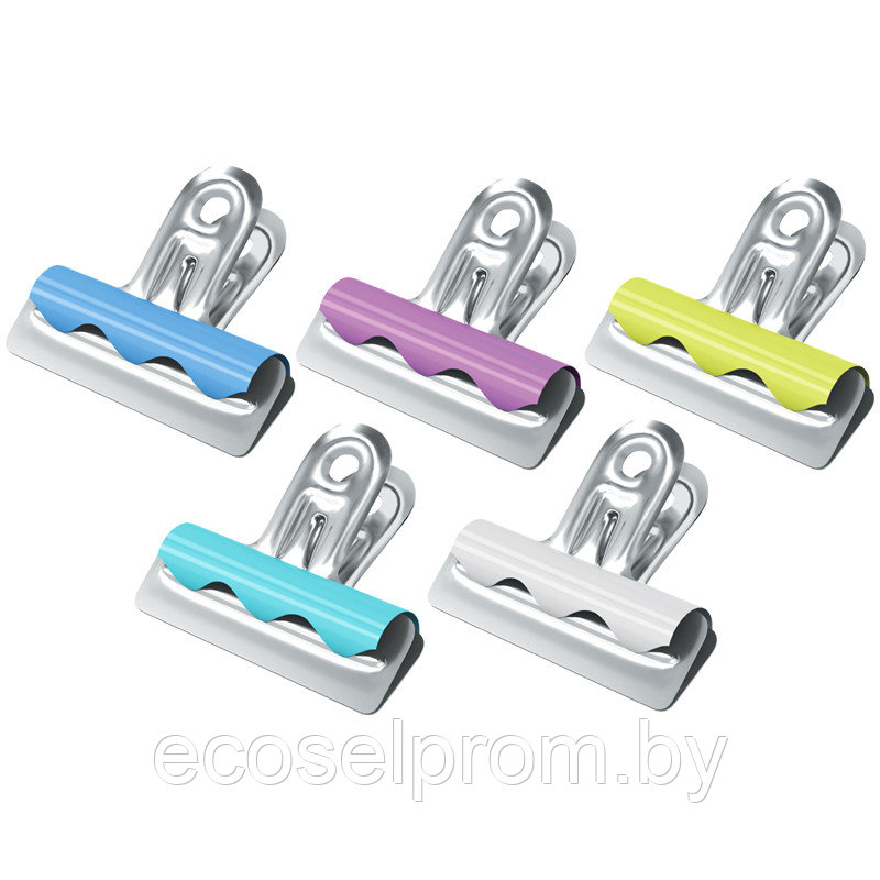 Зажимы-бульдоги для бумаг 25мм, Berlingo, 10шт. цветные, картонная коробка BC1225g, фото 1