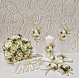 Комплект свадебных бокалов и свечей "Майский" в кремово-золотом цвете, фото 2