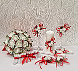 Комплект свадебных бокалов и свечей "Майский" в красном цвете, фото 2