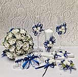 Комплект свадебных бокалов и свечей "Майский" в синем цвете, фото 2