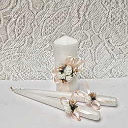 Набор свадебных свечей "Майский" для обряда "Семейный очаг" в персиковом цвете
