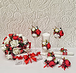 Набор свадебных свечей "Пионы" для обряда "Семейный очаг" в красном цвете, фото 3
