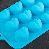 Форма для льда и шоколада Доляна «Сердечки», 20,5×10 см, 15 ячеек, цвет МИКС, фото 3