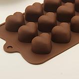 Форма для льда и шоколада Доляна «Сердечки», 20,5×10 см, 15 ячеек, цвет МИКС, фото 7