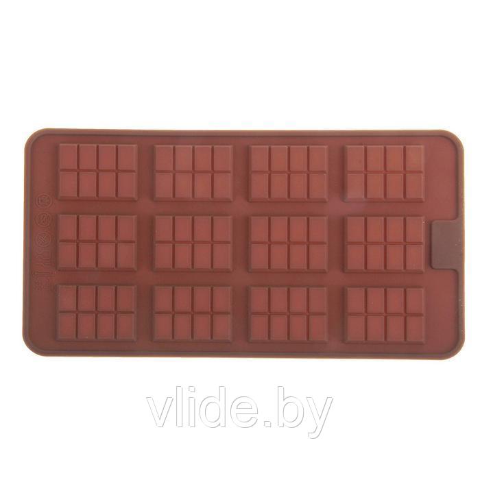Форма для льда и шоколада Доляна «Плитка», 21×11 см, 12 ячеек (2,7×3,9 см), цвет шоколадный - фото 8 - id-p146448138