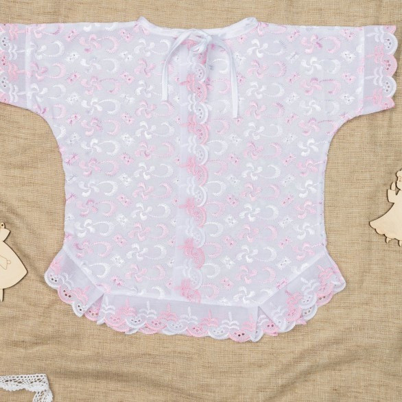 Крестильная рубашка Эдельвейс Шитье Розовая