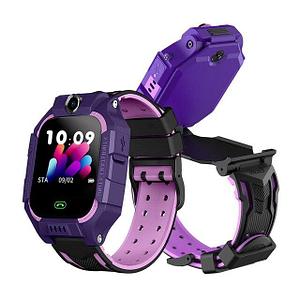 Часы детские Smart Watch Kids Baby Watch Q88  Фиолетовый корпус - черный ремешок