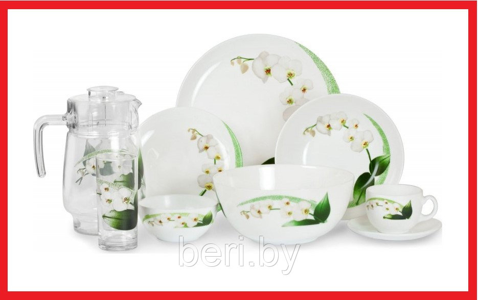 P7270 Столовый сервиз Luminarc White Orchid, 46 предметов, 6 персон, набор тарелок