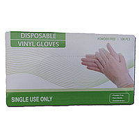 Disposable Vinyl Gloves, перчатки виниловые, прозрачные L (100 шт/уп)