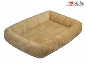 Мягкий прямоугольный лежак для собак и кошки бежевый спальное место для домашних животных плюшевая лежанка