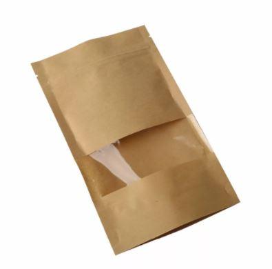 Пакет ДОЙ-ПАК бумажный с окошком 40 мм с замком зип-лок "Гладкая 60 гр"