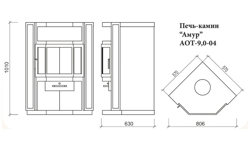 Печь-камин Мета-Бел Амур 9 кВт угловая АОТ-9,0-04 - фото 4 - id-p146547208