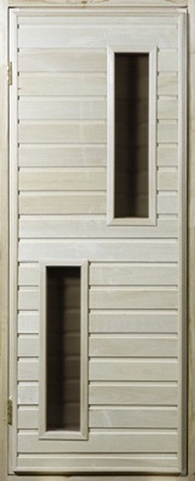 Дверь для бани 1850х750 (Два стекла) из липы сорт А остекленная - фото 1 - id-p146548795