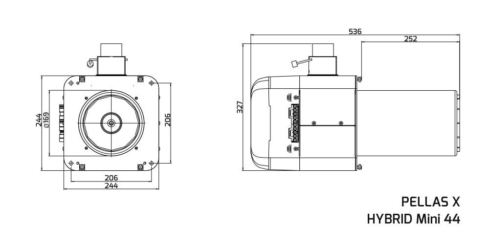 Пеллетная горелка Pellas X HYBRID Mini 44 - фото 2 - id-p146548815