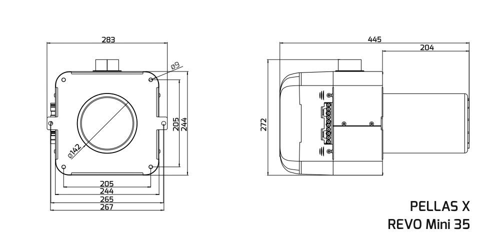 Пеллетная горелка Pellas X REVO Mini 35 - фото 2 - id-p146548817