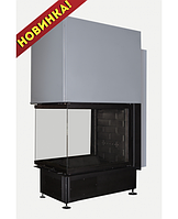 Каминная Топка ДЕЛЬТА 700PB три стекла подовое горение принтинг черный шамот