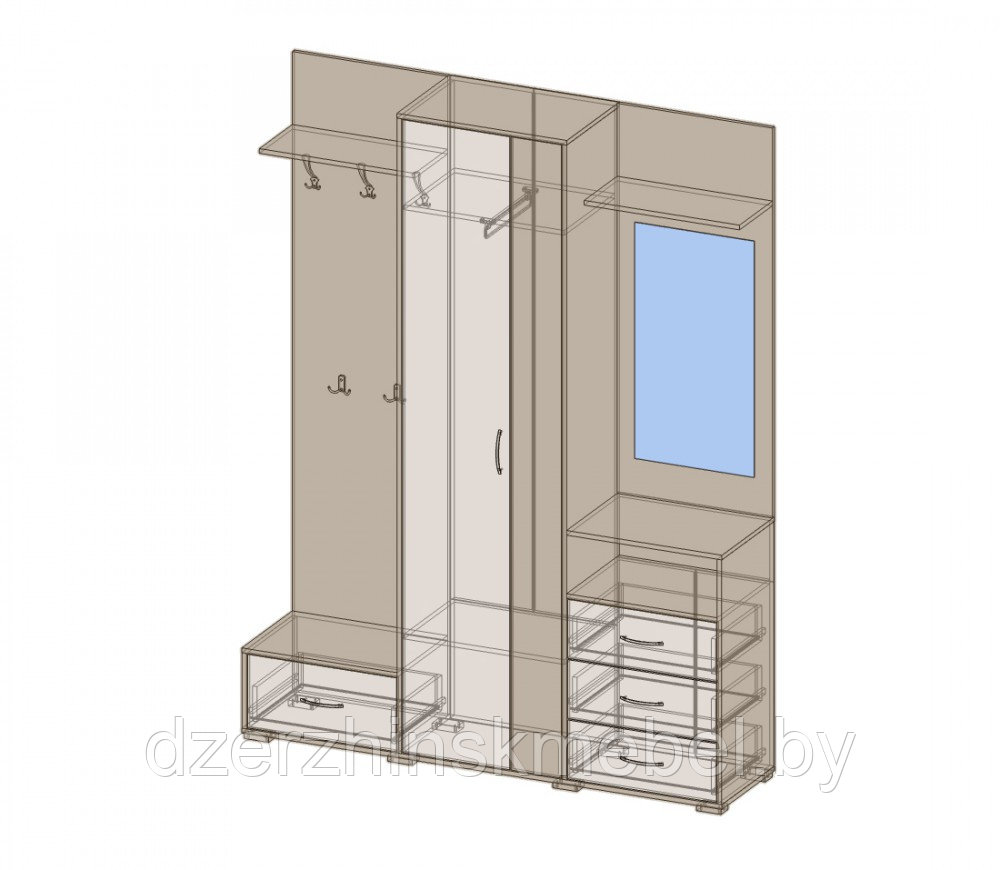 Шкаф комбинированный Вита-4 (прихожая).Производитель Центр мебели Интерлиния - фото 2 - id-p146555486