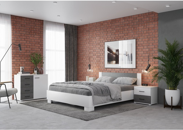 Спальня Нова с комодом (белый/бетон) - фото 1 - id-p146590592
