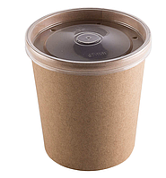 Упаковка для супов, каш, мороженого ECO SOUP ECONOM 8/12/16/26, с пластиковой крышкой, крафт. Россия