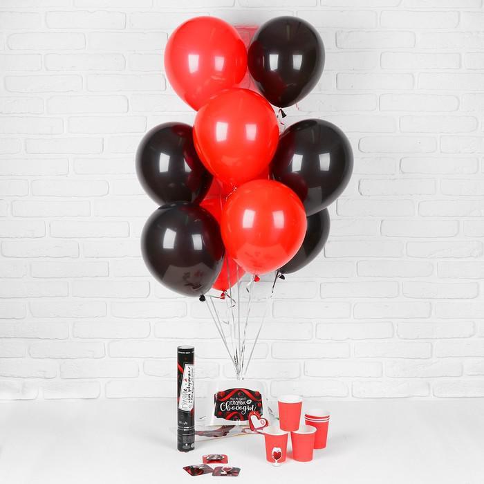 Воздушные шары "Девичник", стаканчики, хлопушка, наклейки, красный, 19 предметов в наборе - фото 1 - id-p146154485
