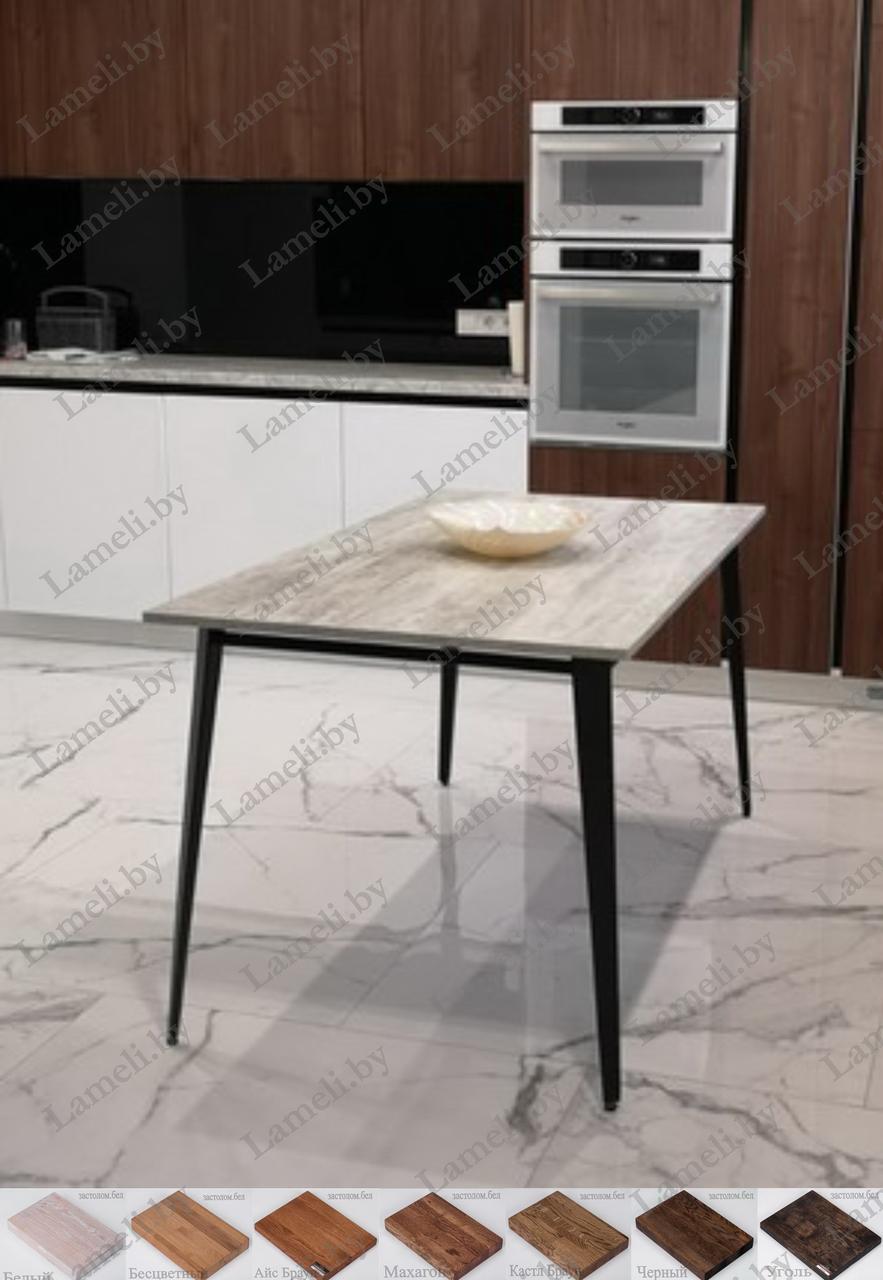 Стол кухонный на металлокаркасе серии "К-3" из постформинга, массива дуба или ЛДСП с выбором размера и цвета - фото 1 - id-p146601342