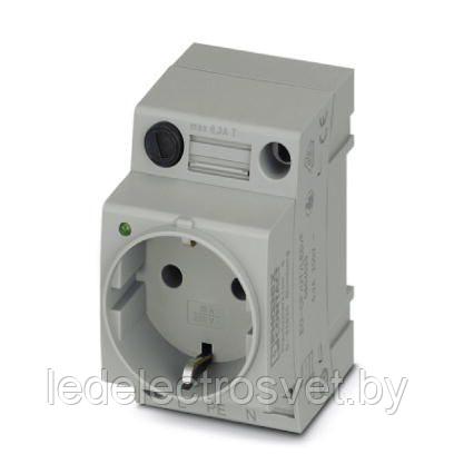 Розетка EO-CF/UT/LED/F с предохранилелем и индикатором, винтовые зажимы, монтаж DIN-рейка / прямой, 16A, - фото 1 - id-p146600742
