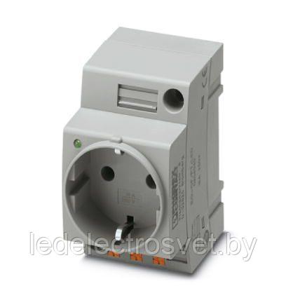 Розетка EO-CF/PT/LED с индикатором, push-in зажимы, монтаж DIN-рейка / прямой, 16A, 250VAC, серая