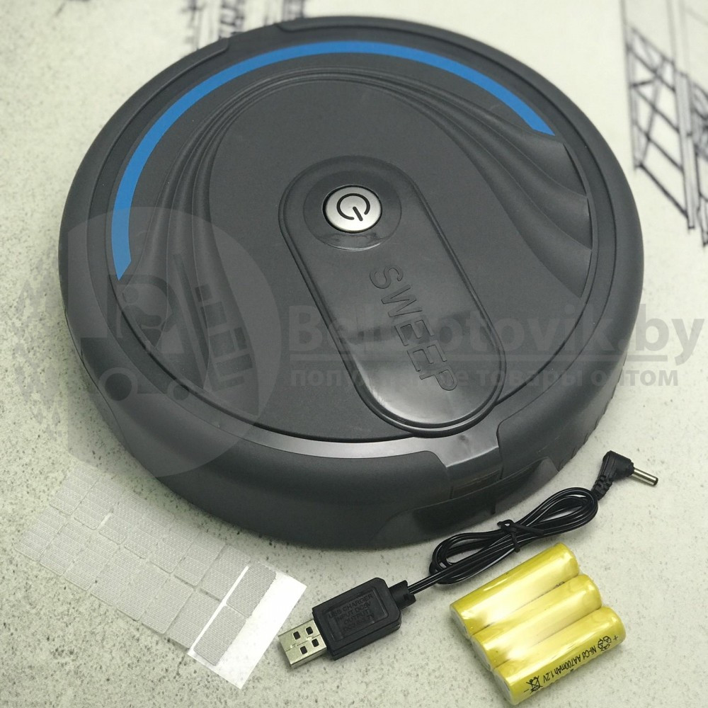 Ультратонкий USB робот пылесос-полотер SWEEP Cleaner (сухая уборка, высота 5 см) Черный - фото 9 - id-p146637331