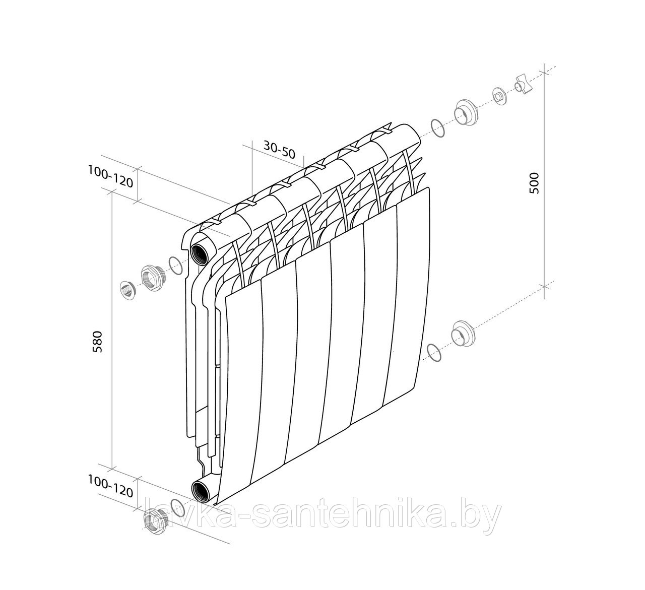 Радиатор алюминиевый Royal Thermo Biliner Alum 500 Bianco Traffico (1 секция) - фото 5 - id-p146606971