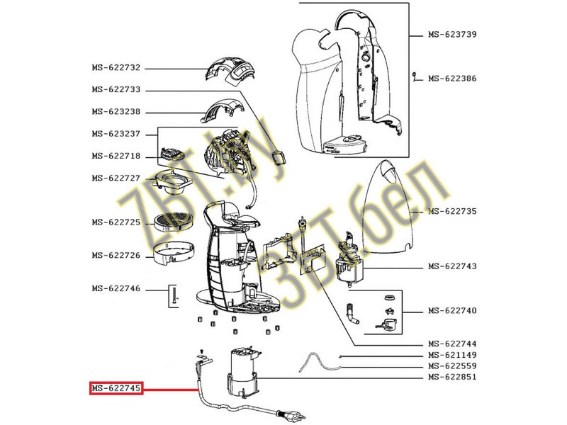 Сетевой шнур с термопредохранителями для кофеварки Krups MS-622745 - фото 5 - id-p146664684
