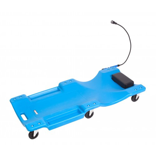 Лежак для автослесаря пластиковый на 6-ти колесах с фонарем на удлинителе 40" Forsage F-TRH6802-1