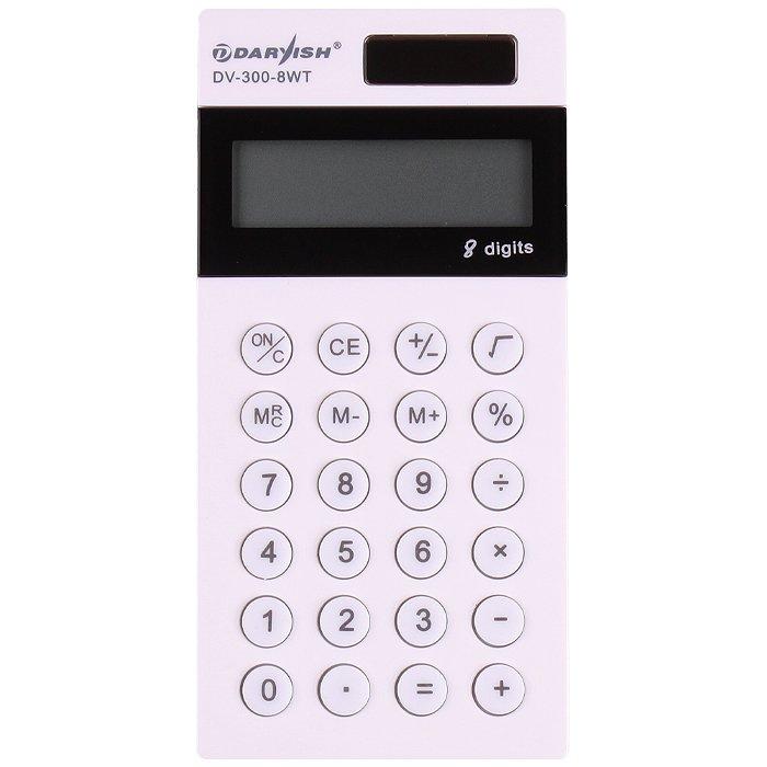 Калькулятор карманный 8 pазр. "Darvish" двойное питание 118 х 58 х 11.3 мм Белый - фото 1 - id-p146688622