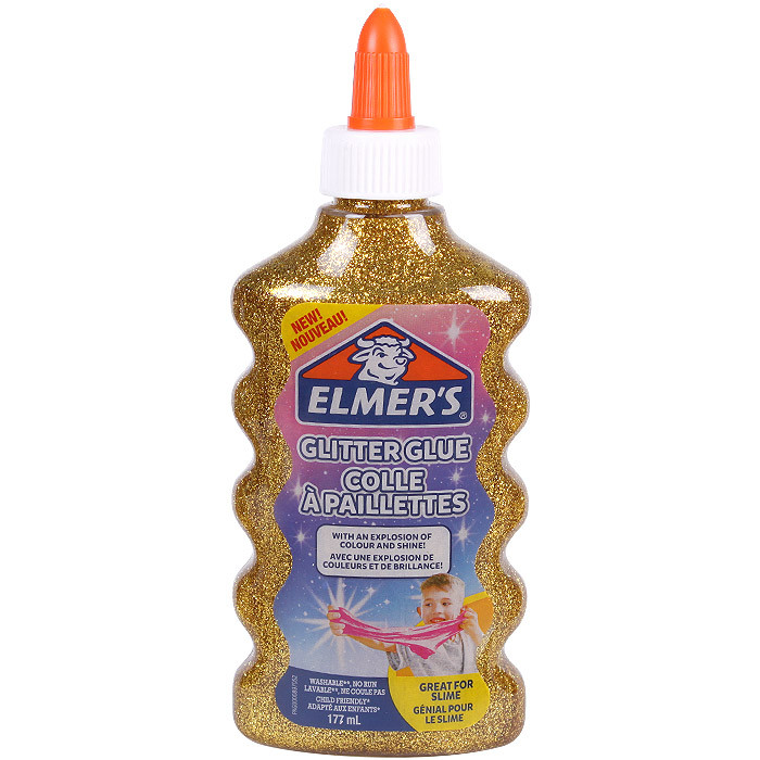 Клей канцелярский с блестками Elmers "Glitter Glue" 177 мл, для слаймов золотой