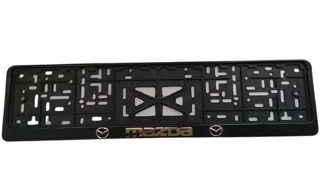 Рамка номерного знака с защелкой золото с надписью "MAZDA" рельеф - фото 1 - id-p146697609