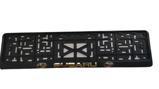 Рамка номерного знака с защелкой золото с надписью "SUBARU" рельеф - фото 1 - id-p146699923