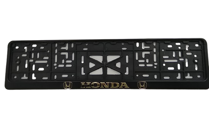 Рамка номерного знака с защелкой золото с надписью "HONDA" рельеф - фото 1 - id-p146702067