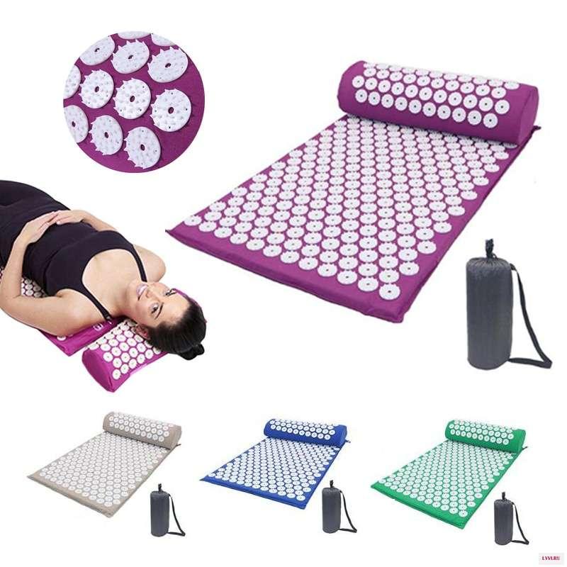 Набор для акупунктурного массажа 2 в 1 в чехле: коврик подушка (Acupressure Mat Acupressure Pilows) Фуксия