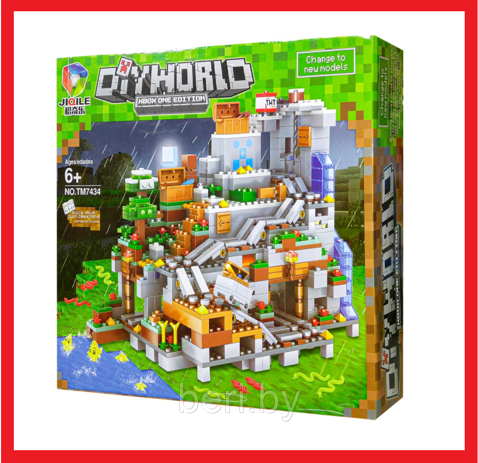 TM7434 Конструктор Майнкрафт "Горная пещера", 937 деталей, MY WORLD, аналог Lego Minecraft