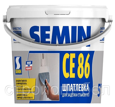 Высокопрочная шпатлевка для заделки стыков ГКЛ без применения армирующей ленты Semin СЕ 86, 15 кг, фото 2