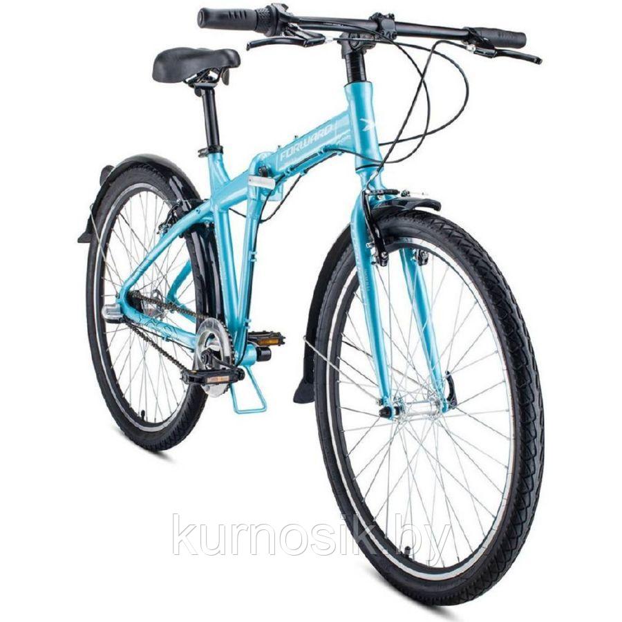 Велосипед складной FORWARD TRACER 3.0 26 ' (19") бирюзово-белый - фото 2 - id-p146765372