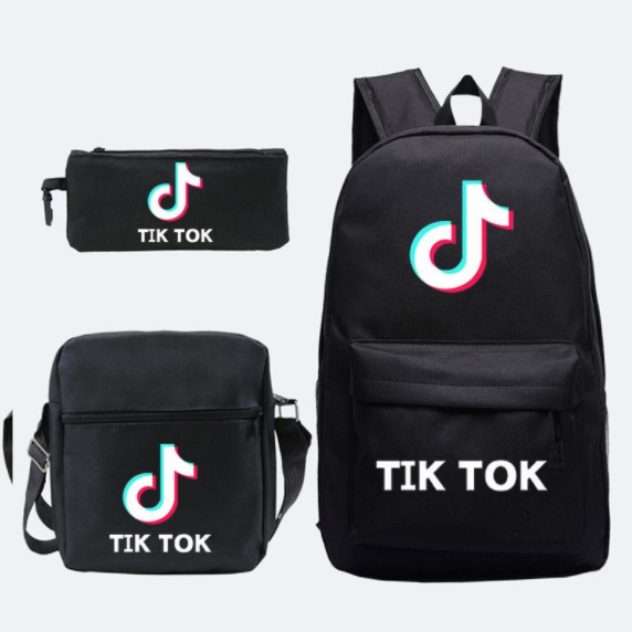 Набор из пенала, наплечной сумки и рюкзака с принтом TikTok!!! - фото 1 - id-p146775121