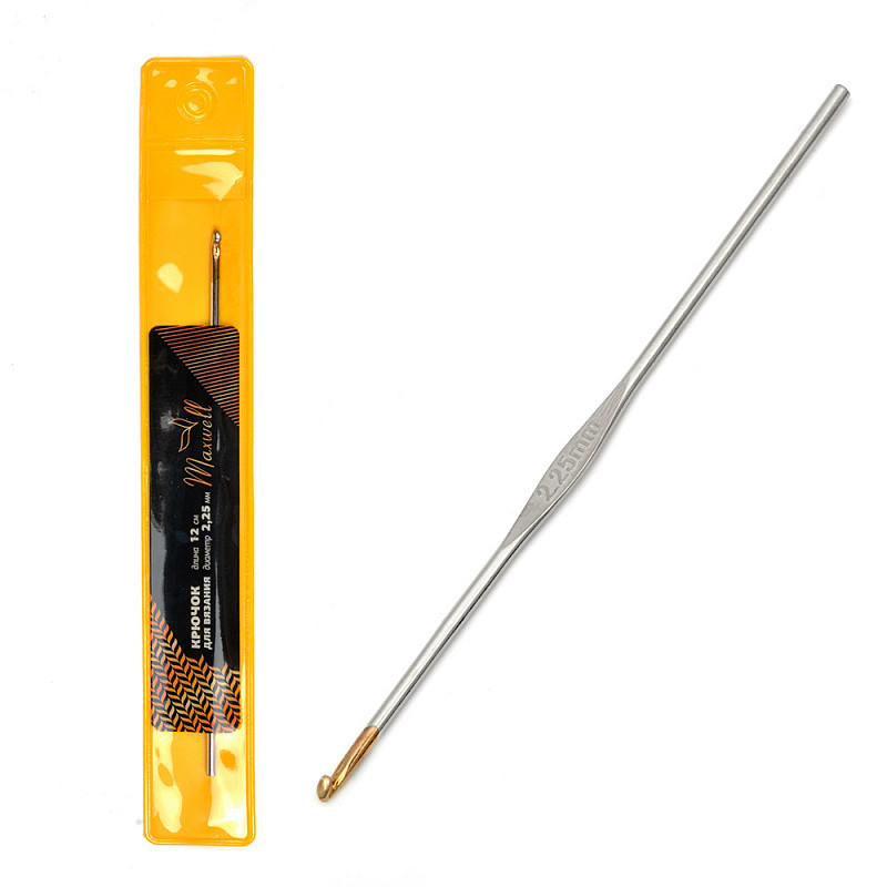 Крючок для вязания Maxwell Gold односторонний с золотой головкой , никель 2,25мм, 12 см - фото 1 - id-p146775382