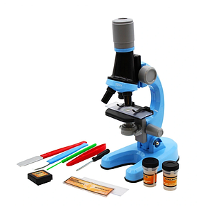 Детский набор Юный биолог Микроскоп Scientific Microscope с приборами для опыта Голубой