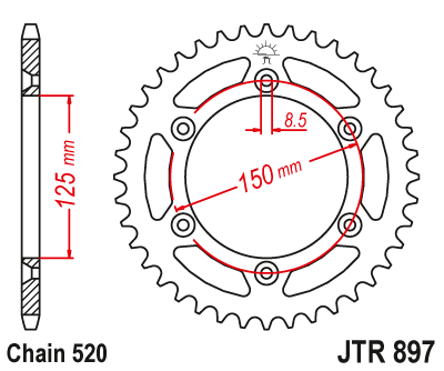 Звездочка ведомая JTA897.51BLK зубьев, алюминиевая