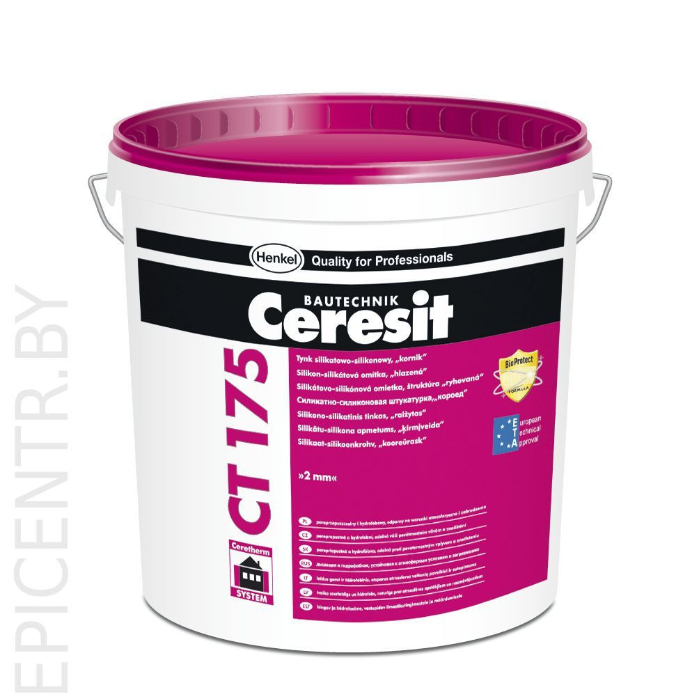 Штукатурка для фасада Ceresit CT 175 декоративная силикатно-силиконовая 2,0мм короед фактура, 25 кг - фото 2 - id-p146811248